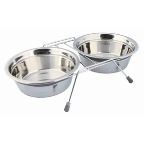 Edelstahlständer + 2 Schüsseln mit Silikonring 450 ml/13 cm